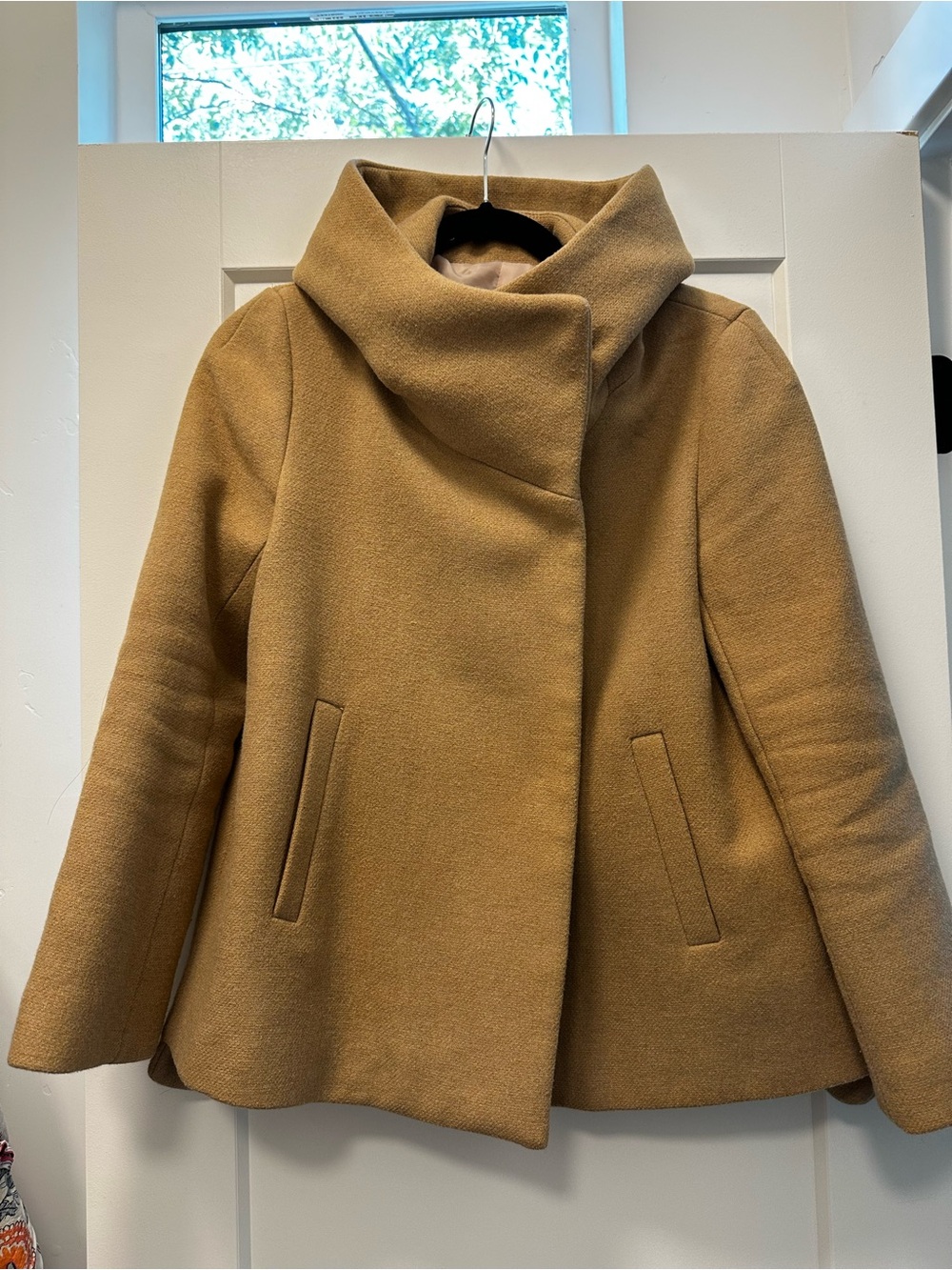 Zara Funnel Collar Peacoat - Camel